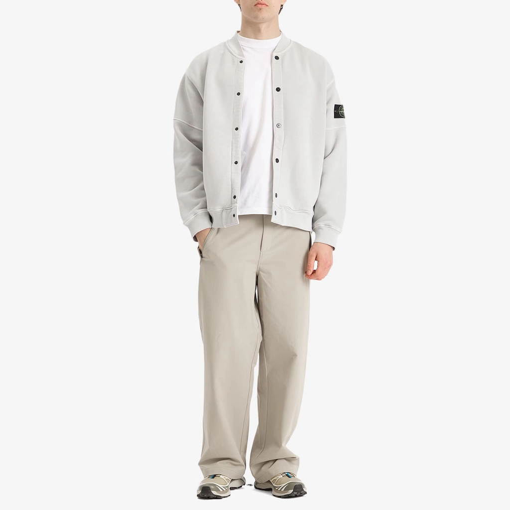Stone Island Men's Old Effect Fleece Bomber Jacket Pearl Grey